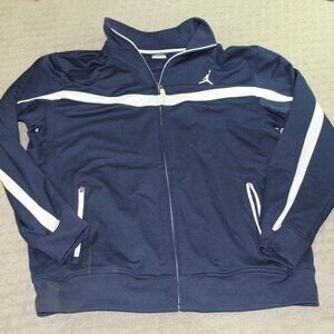 Vintage Nike Air Jordan Men's M Full Zip Navy Blue White Dri Fit Track Jacket